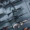 Collection of rifles and carbines on the wall.