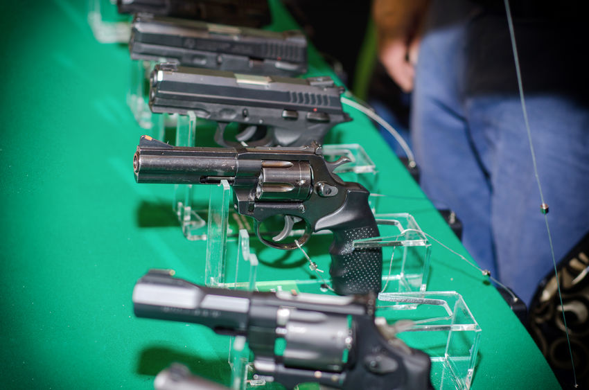 Guns on display at gun store